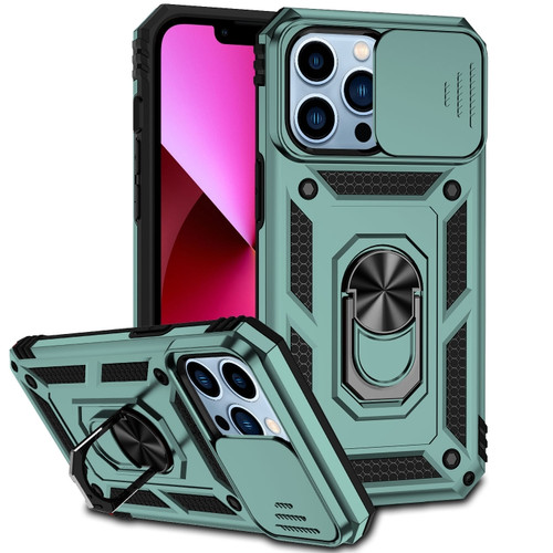 iPhone 13 Pro Max Sliding Camshield Holder Phone Case - Dark Green